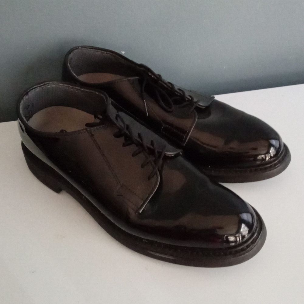 Bates Black Patent‎ Leather Oxford Dress Shoes Men Formal Military Uniform - Picture 2 of 7